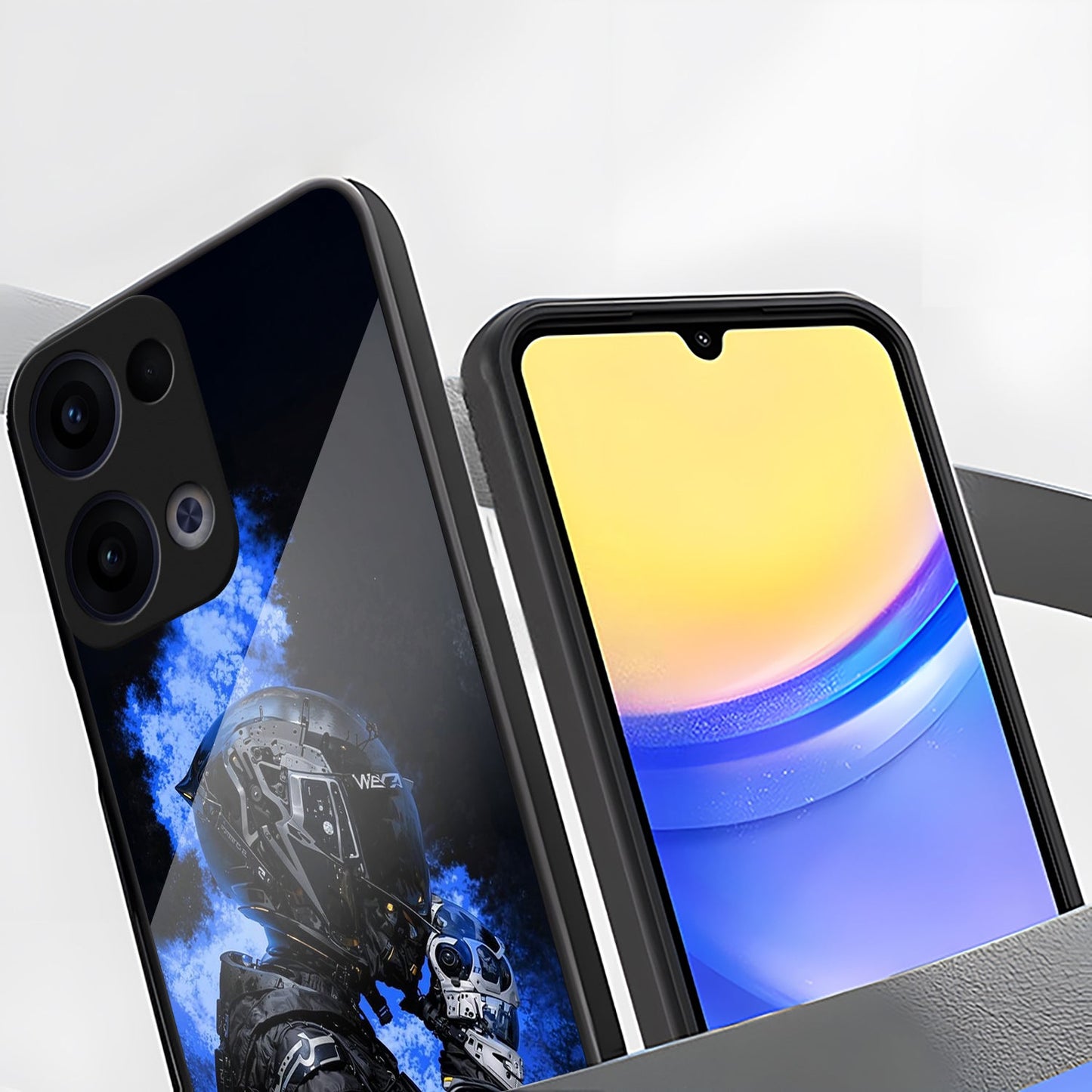 Oppo Reno 13 5G Premium Acrylic Shockproof Glass Back Case (Blue Phantom)