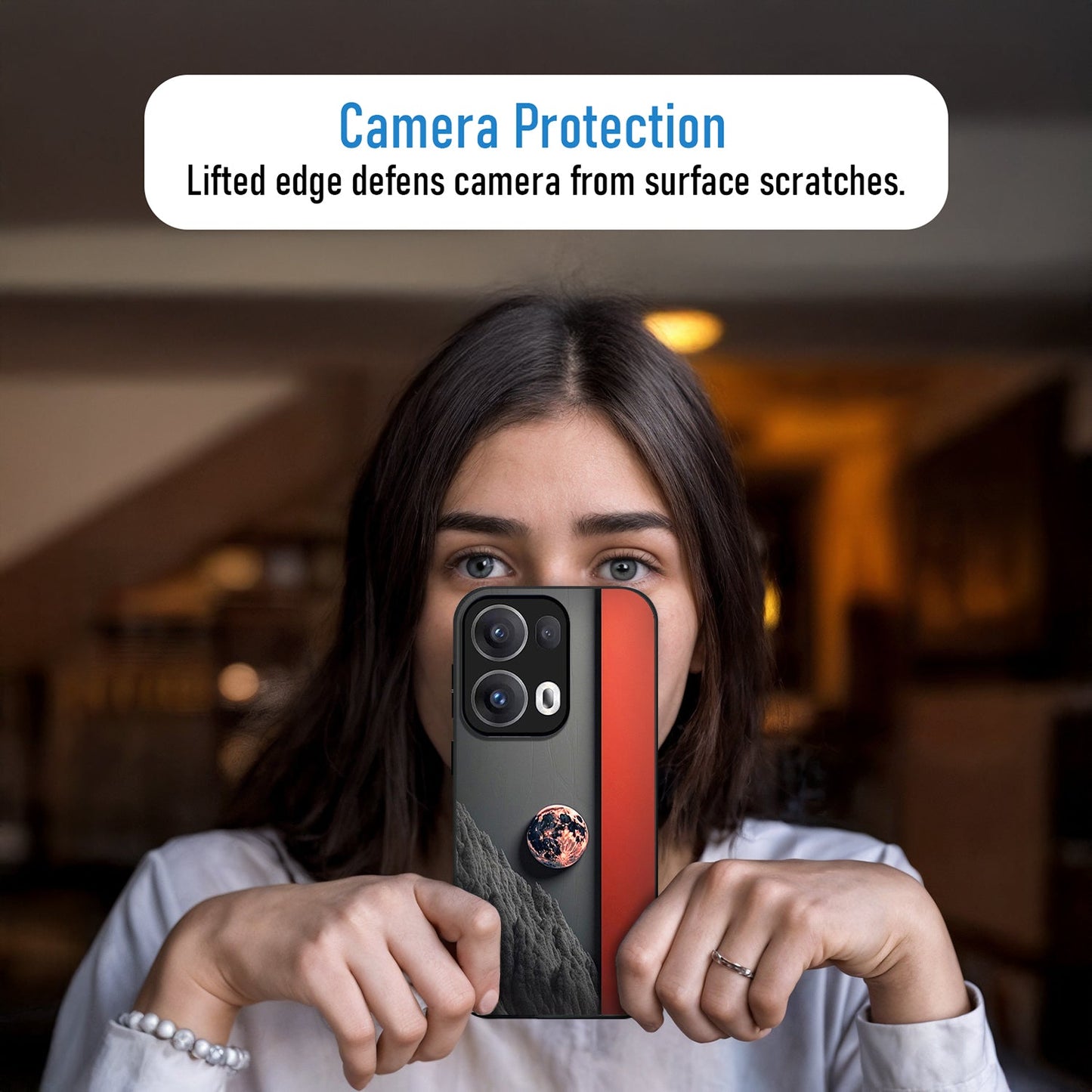 Oppo Reno13 5G Premium Acrylic Shockproof Glass Back Case (Volcanic Night)