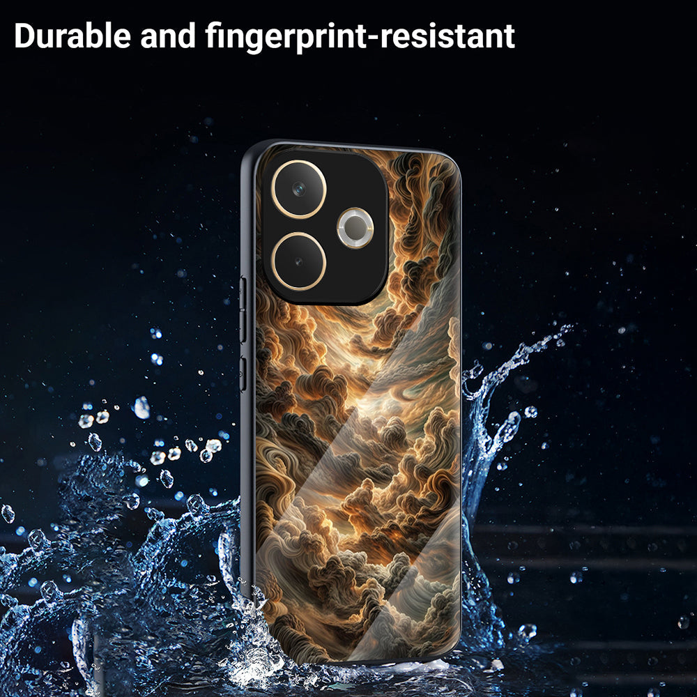 Oppo A5 Pro 5G Premium Acrylic Shockproof Glass Back Case (Golden Cloud)