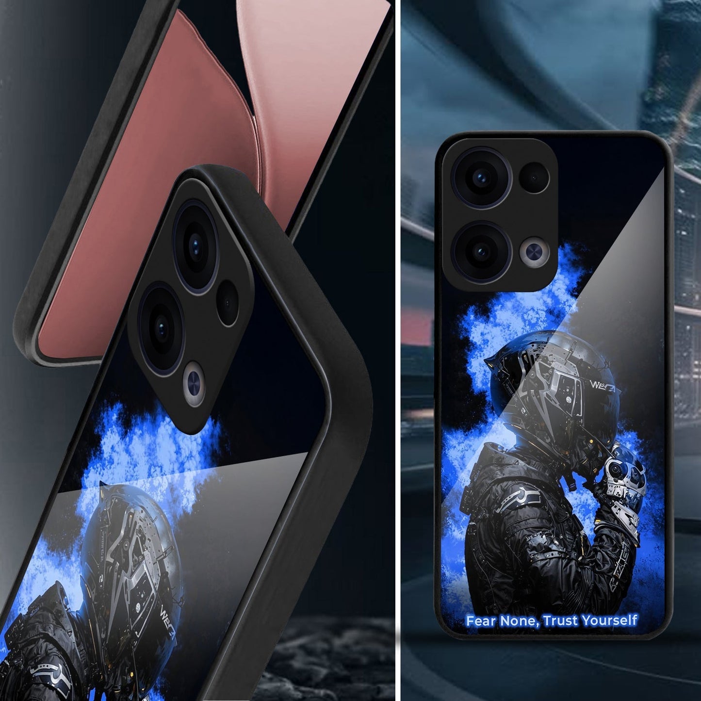 Oppo Reno 13 5G Premium Acrylic Shockproof Glass Back Case (Blue Phantom)