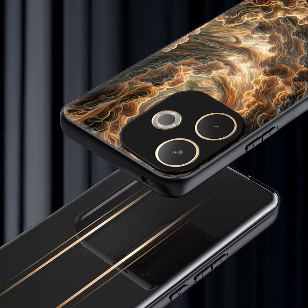Oppo A5 Pro 5G Premium Acrylic Shockproof Glass Back Case (Golden Cloud)