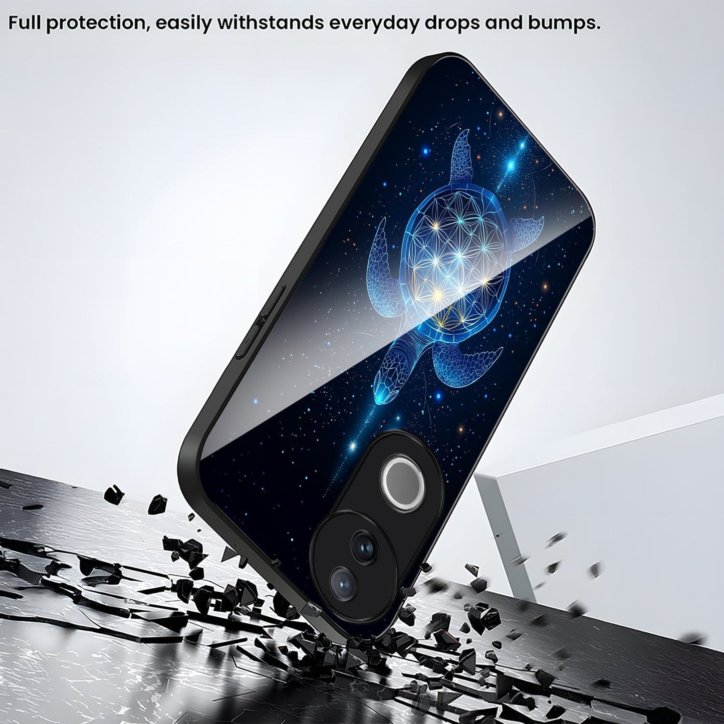 Vivo V50 5G Premium Acrylic Shockproof Glass Back Case (Cosmic Turtle)