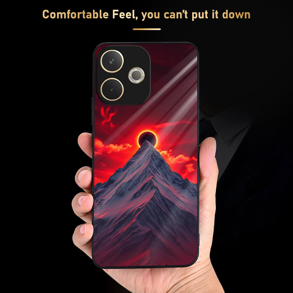 Oppo A5 Pro 5G Premium Acrylic Shockproof Glass Back Case (Red Horizon)
