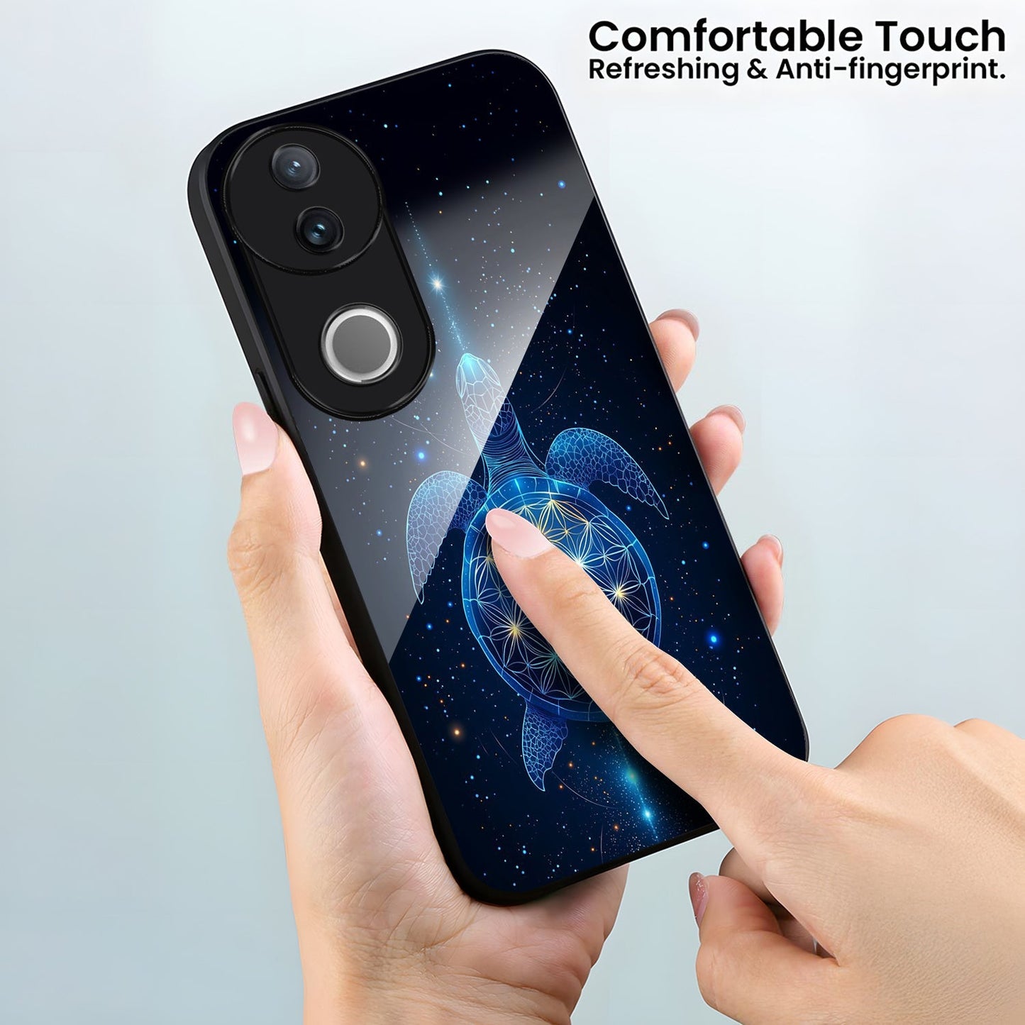 Vivo V50 5G Premium Acrylic Shockproof Glass Back Case (Cosmic Turtle)