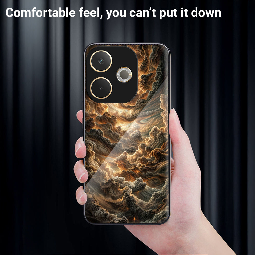 Oppo A5 Pro 5G Premium Acrylic Shockproof Glass Back Case (Golden Cloud)