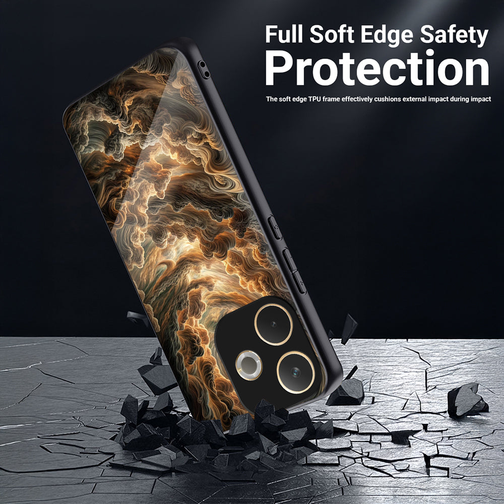 Oppo A5 Pro 5G Premium Acrylic Shockproof Glass Back Case (Golden Cloud)