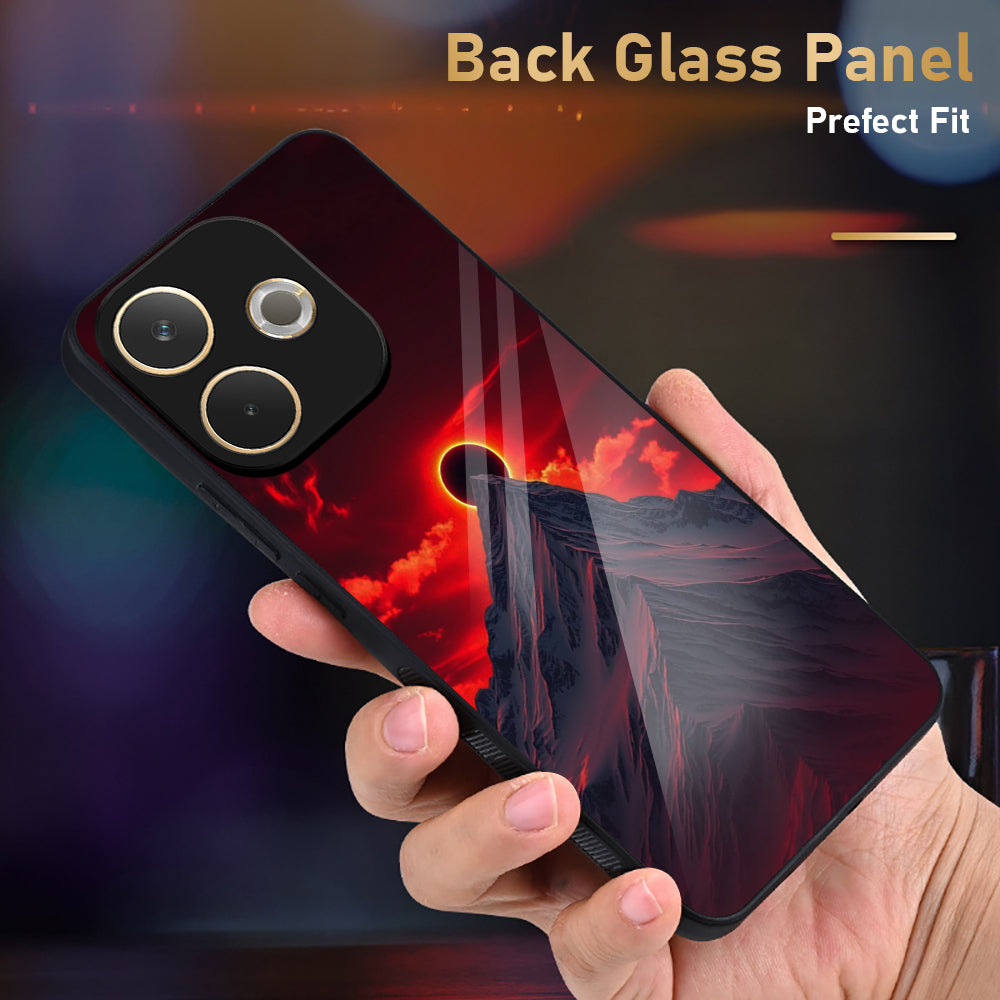 Oppo A5 Pro 5G Premium Acrylic Shockproof Glass Back Case (Red Horizon)