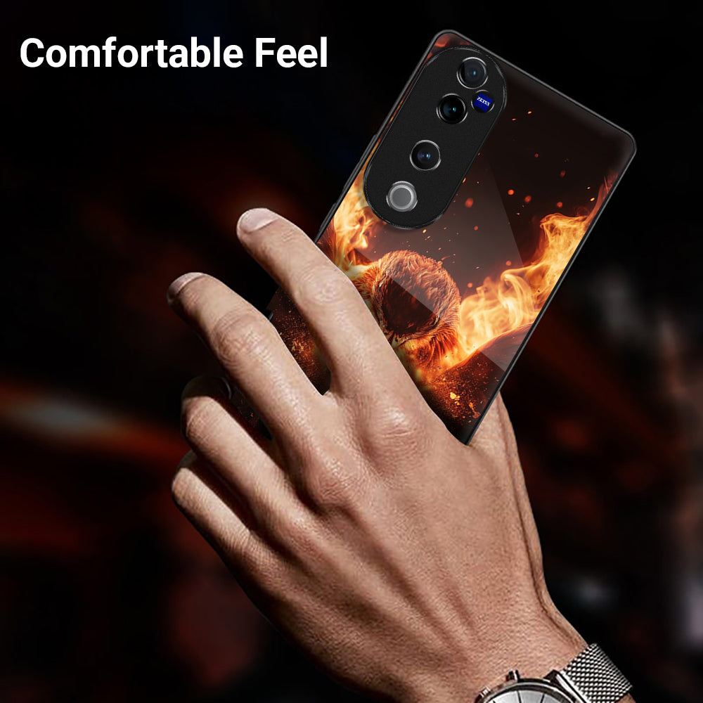 Vivo V40 Pro 5G Premium Acrylic Shockproof Glass Back Case (Flame Guardian)