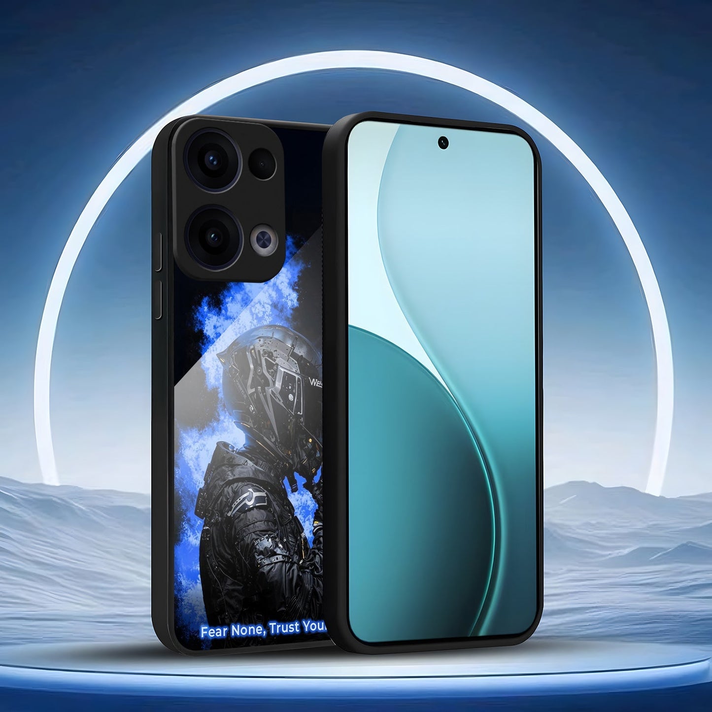 Oppo Reno 13 5G Premium Acrylic Shockproof Glass Back Case (Blue Phantom)