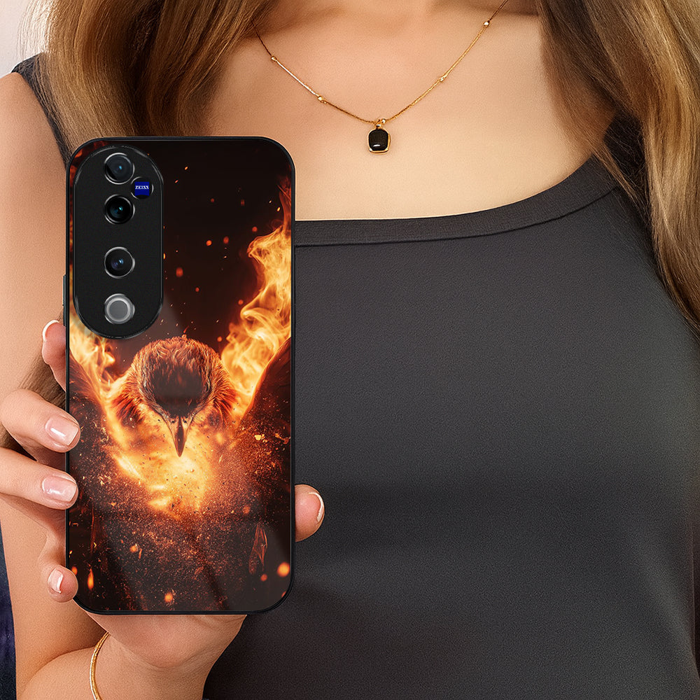 Vivo V40 Pro 5G Premium Acrylic Shockproof Glass Back Case (Flame Guardian)