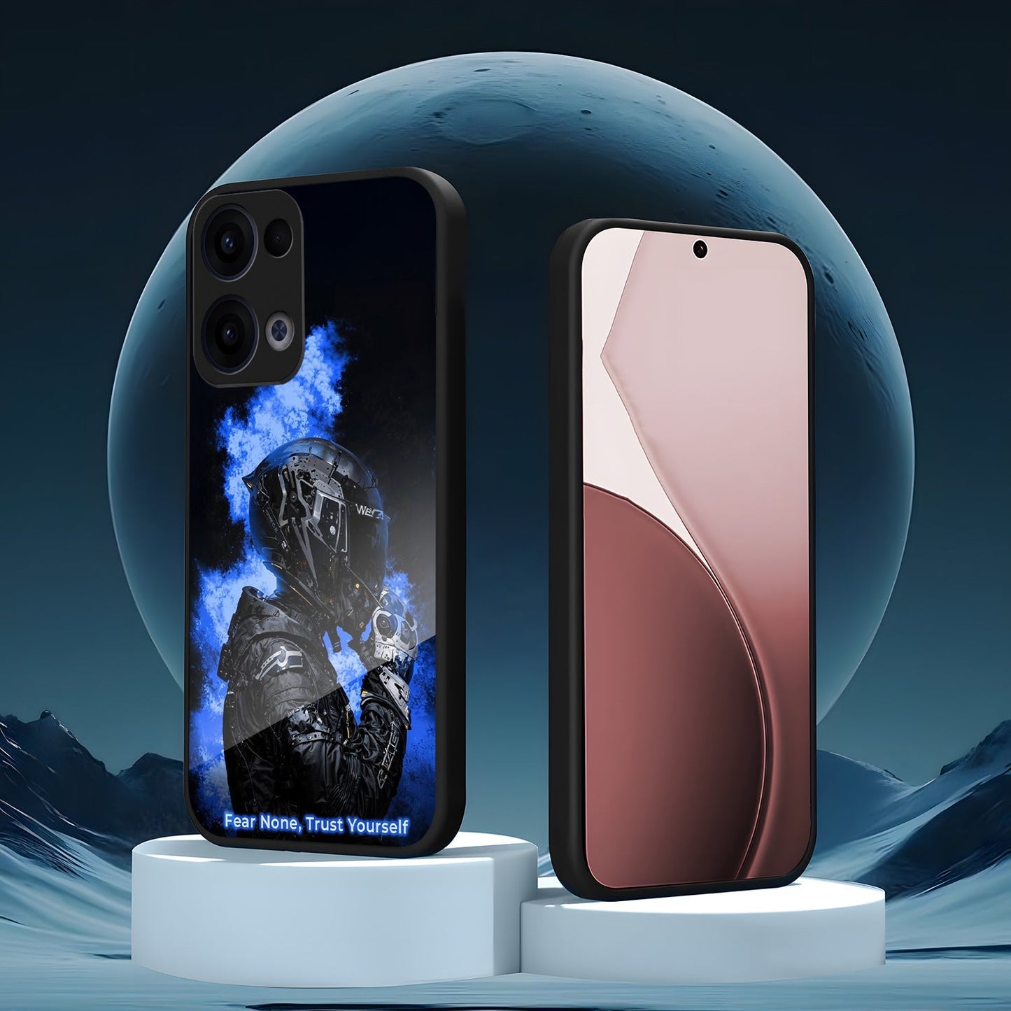 Oppo Reno 13 5G Premium Acrylic Shockproof Glass Back Case (Blue Phantom)