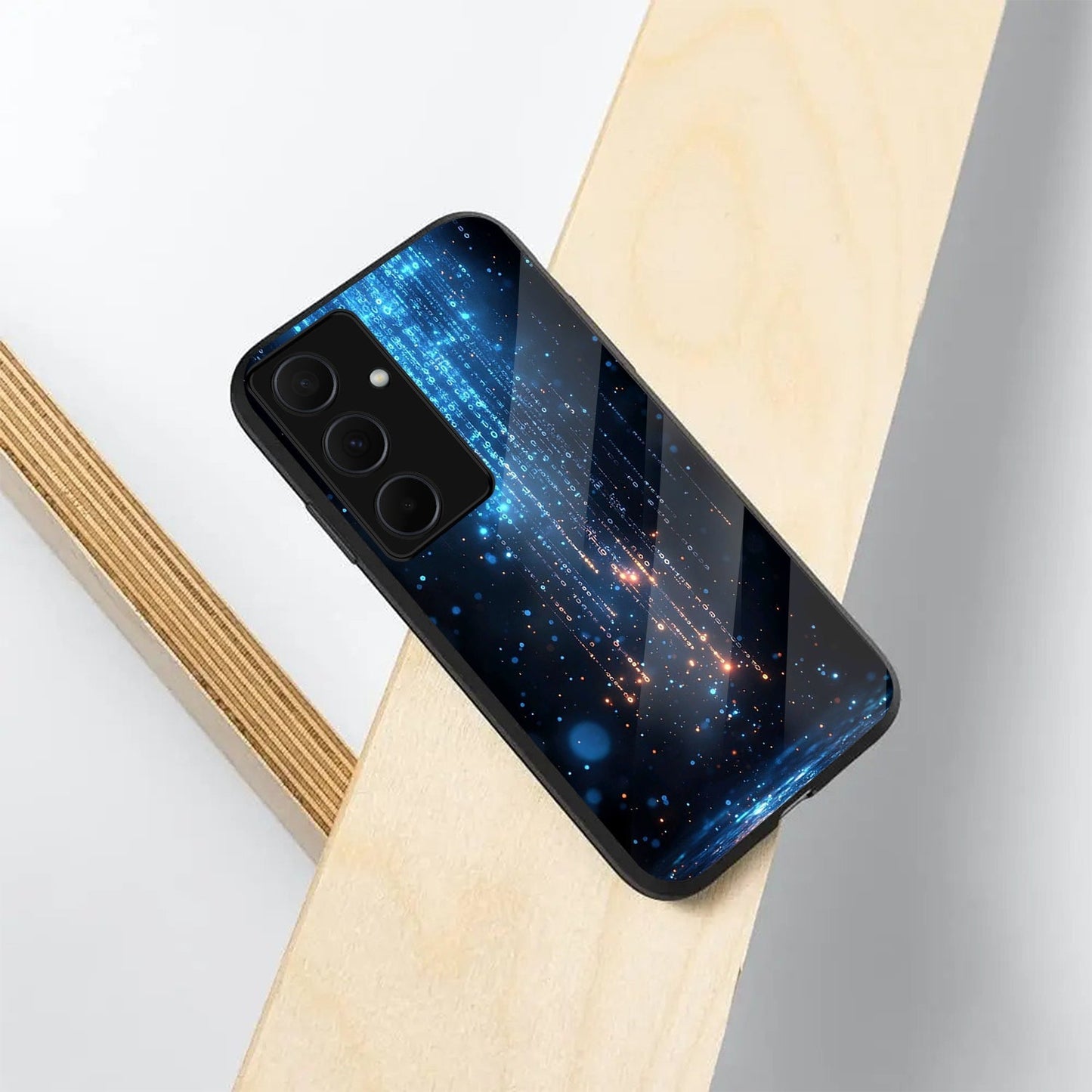 Samsung Galaxy A56 Premium Acrylic Shockproof Glass Back Case (Digital Galaxy)