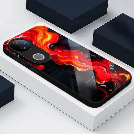 Vivo V50 5G Premium Acrylic Shockproof Glass Back Case (Inferno Flow)