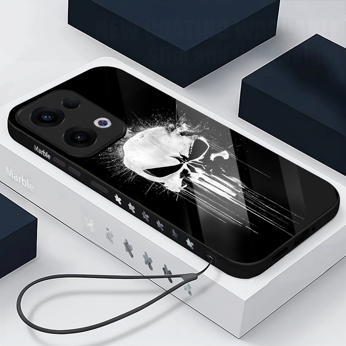 Oppo Reno 13 5G Premium Acrylic Shockproof Glass Back Case (Punisher Skull)