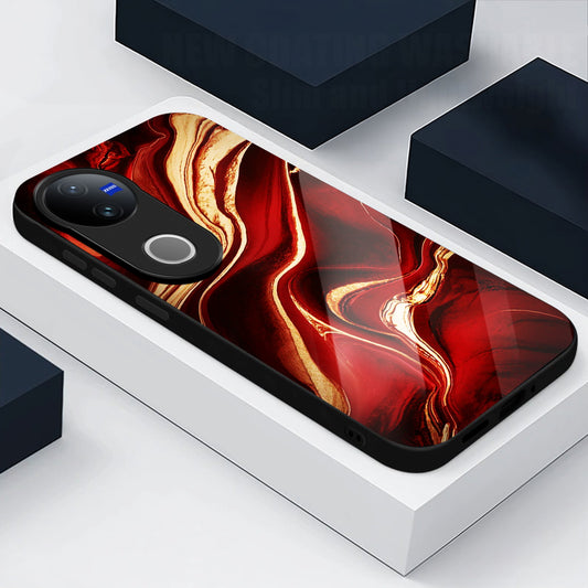 Vivo V50 5G Premium Acrylic Shockproof Glass Back Case (Red Mirage)