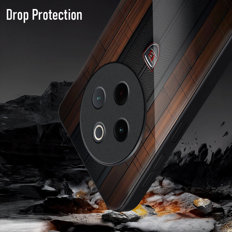 Vivo T4 5G Premium Acrylic Shockproof Glass Back Case (Carbon Oak)