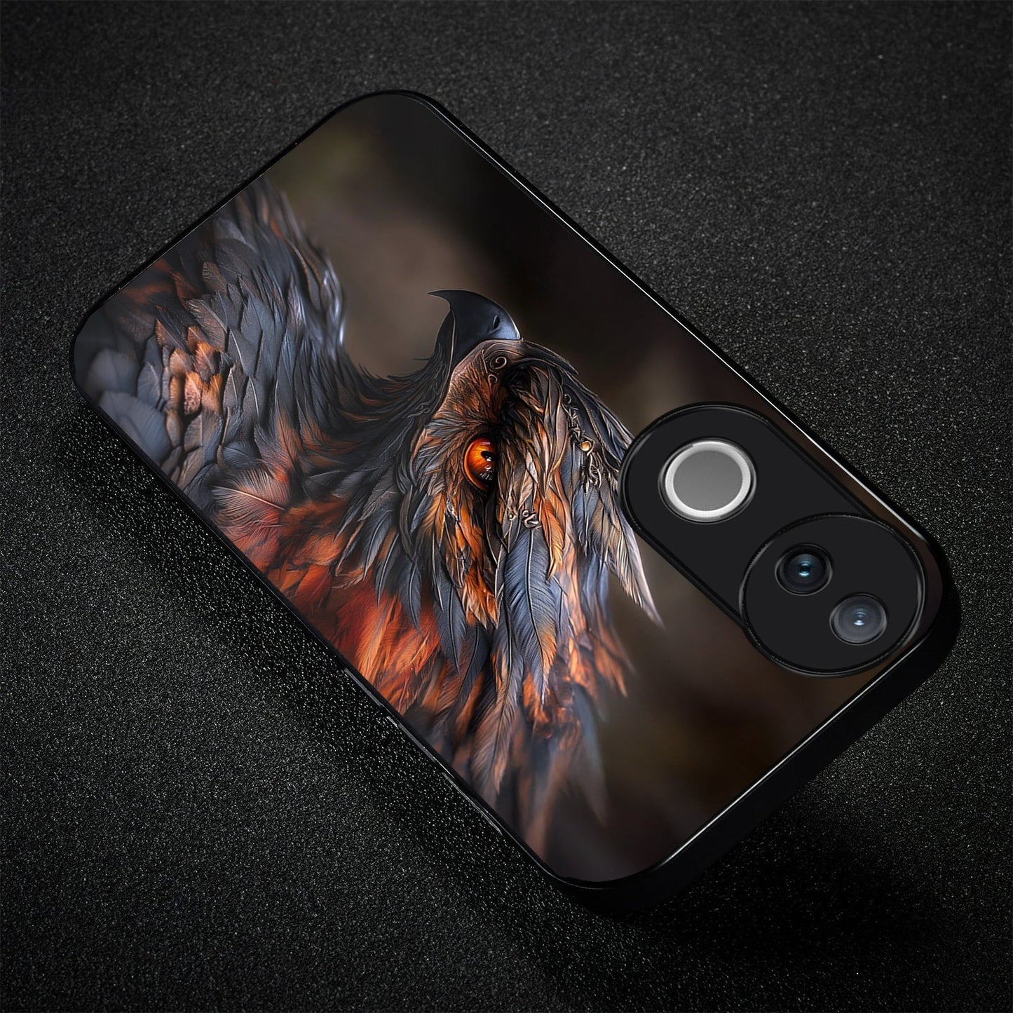 Vivo V50 5G Premium Acrylic Shockproof Glass Back Case (Flame Hawk)