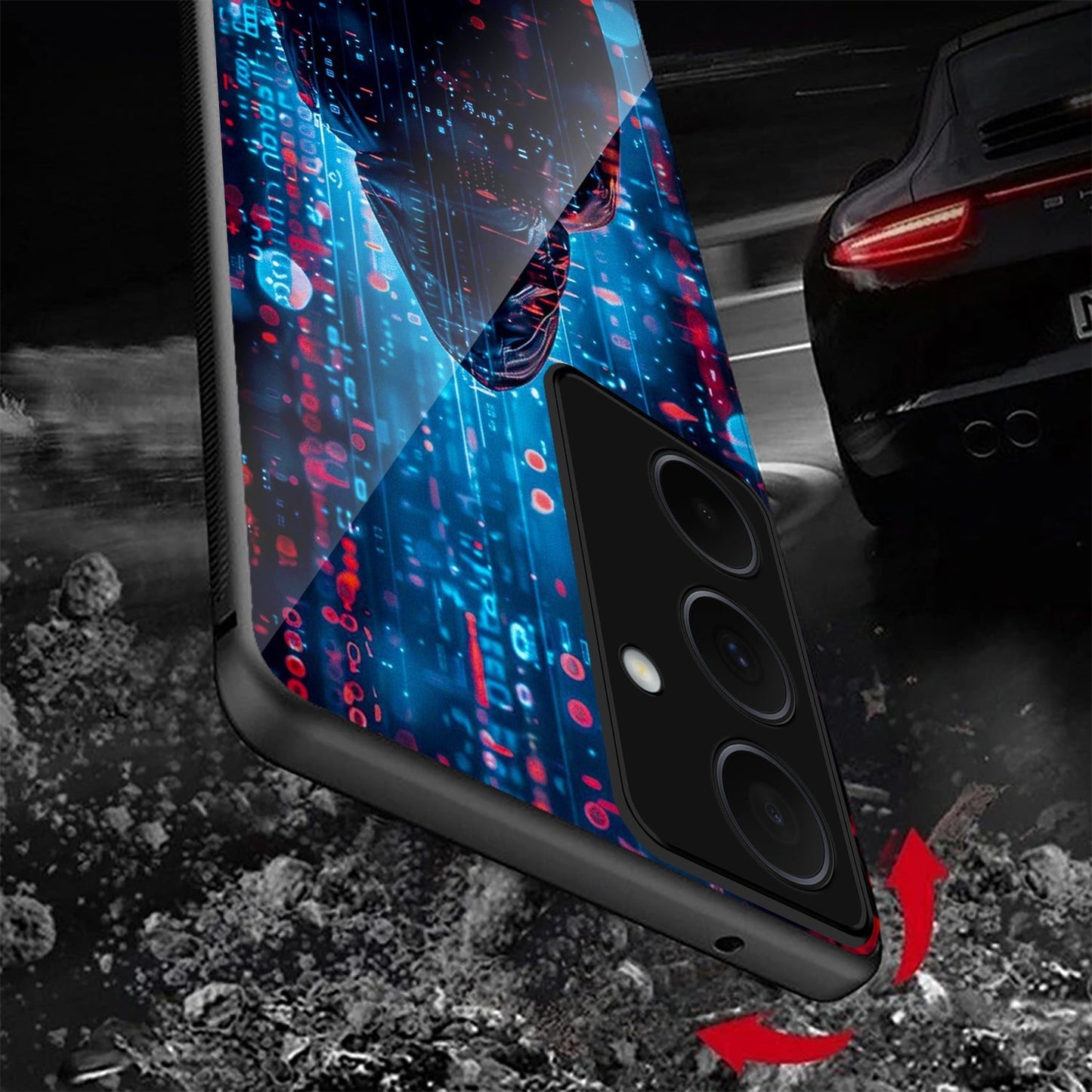 Samsung Galaxy A56 Premium Acrylic Shockproof Glass Back Case (Cyber Shadow)