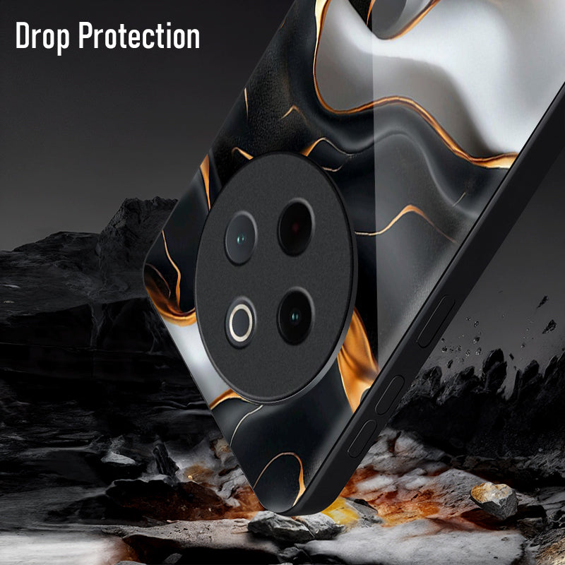 Vivo T4 5G Premium Acrylic Shockproof Glass Back Case (Lava Veins)