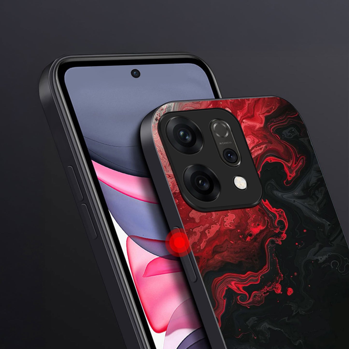 Oppo Reno 14 5G Premium Acrylic Shockproof Glass Back Case (Crimson Surge)