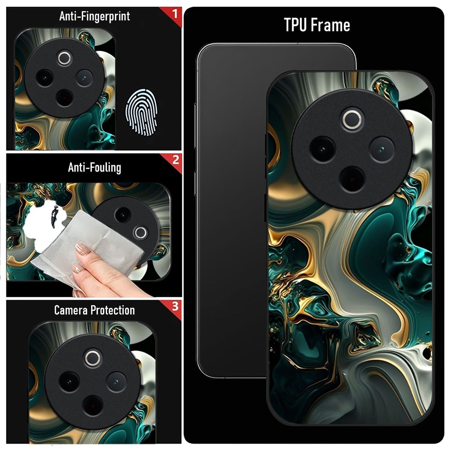 Vivo T4 5G Premium Acrylic Shockproof Glass Back Case (Ocean Ember)