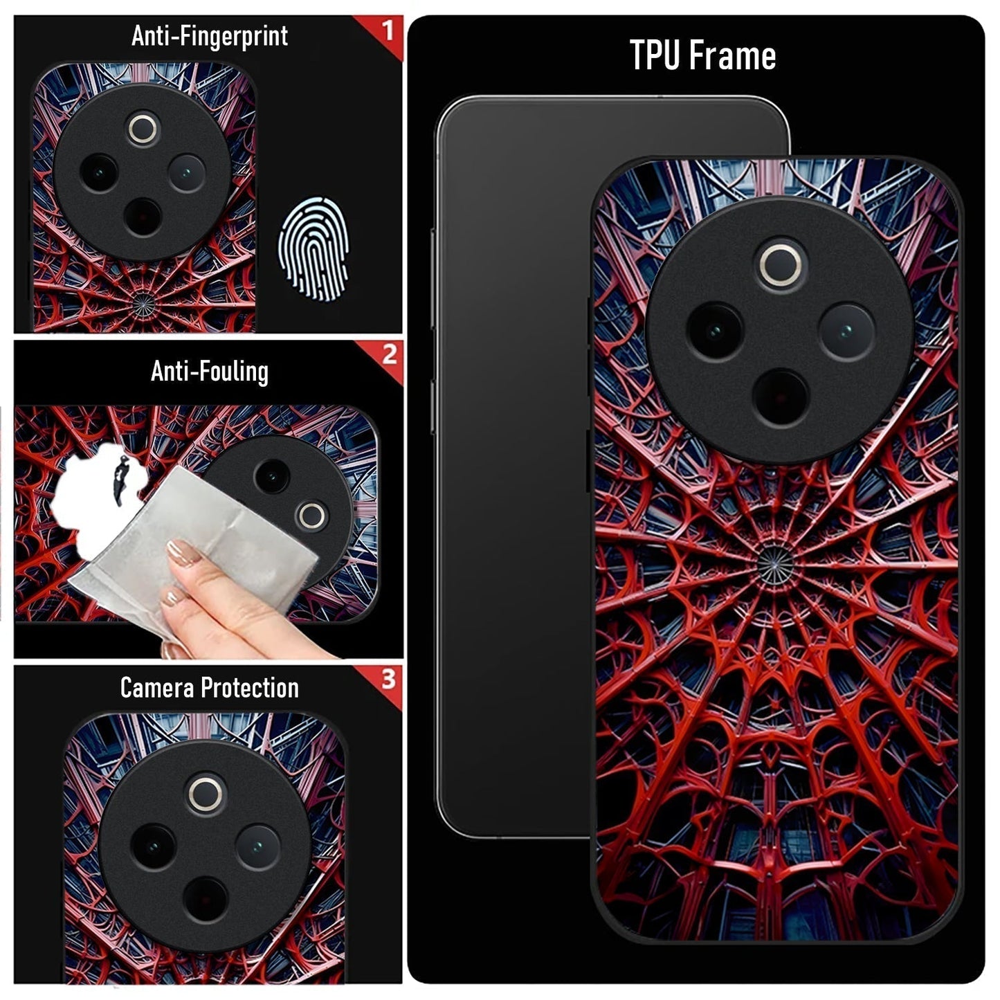 Vivo T4 5G Premium Acrylic Shockproof Glass Back Case (Spider Vault)
