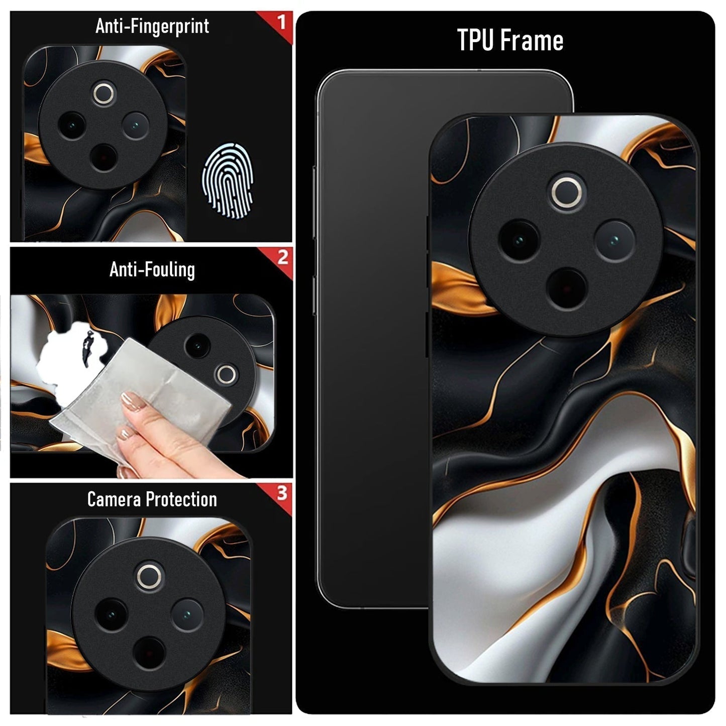 Vivo T4 5G Premium Acrylic Shockproof Glass Back Case (Lava Veins)
