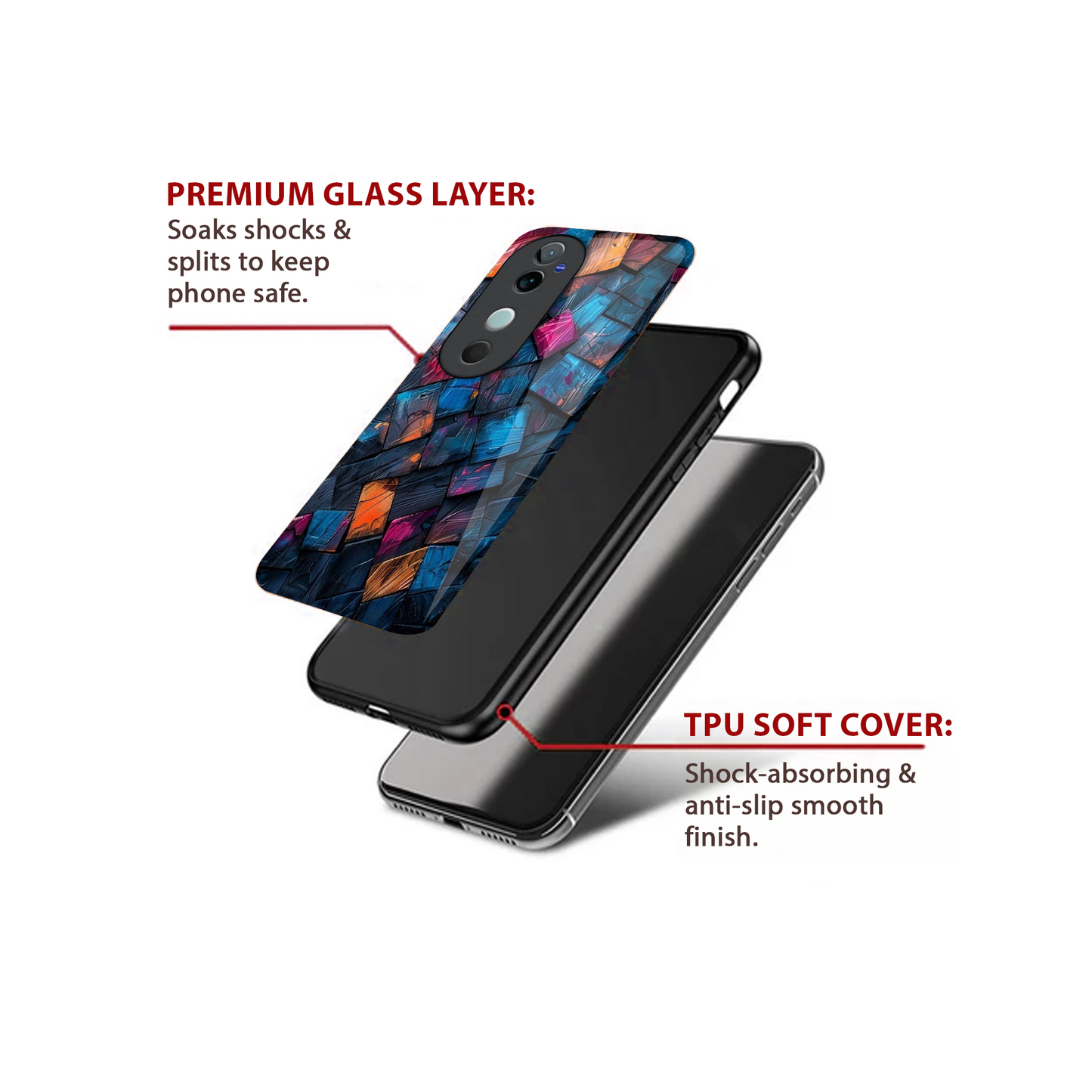 Vivo V40 Pro Luxury UV Printed Anti-Scratch Glass Back Phone Case (Bricks)