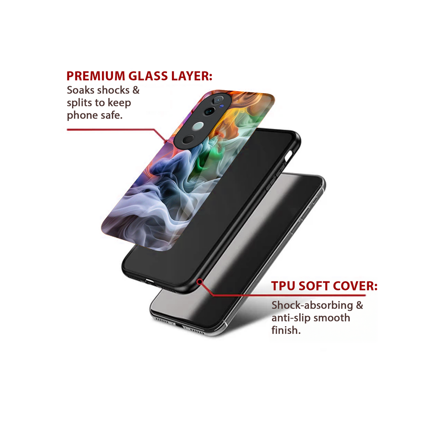 Vivo V40 Pro Luxury UV Printed Anti-Scratch Glass Back Phone Case (Multi Colour)
