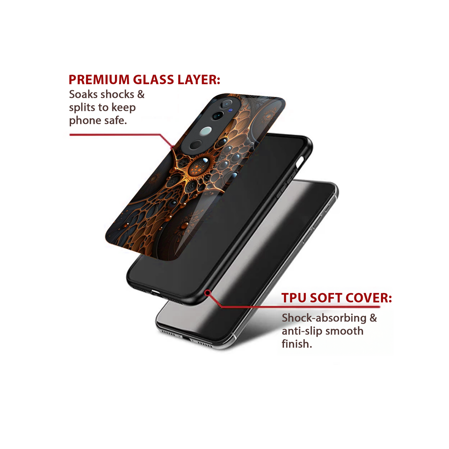 Vivo V40 Pro Luxury UV Printed Anti-Scratch Glass Back Phone Case (Eye Spider)