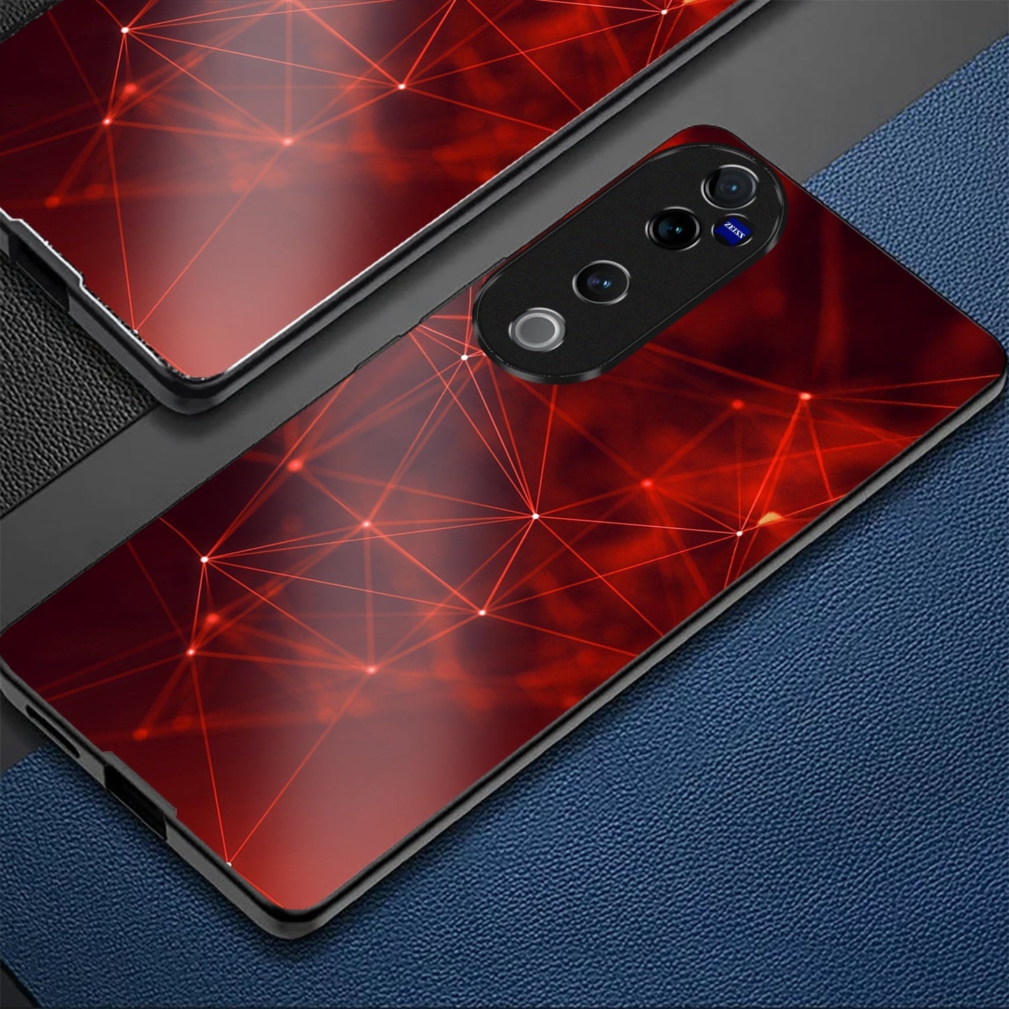 Vivo V40 Pro 5G Premium Acrylic Shockproof Glass Back Case (Scarlet Circuit)