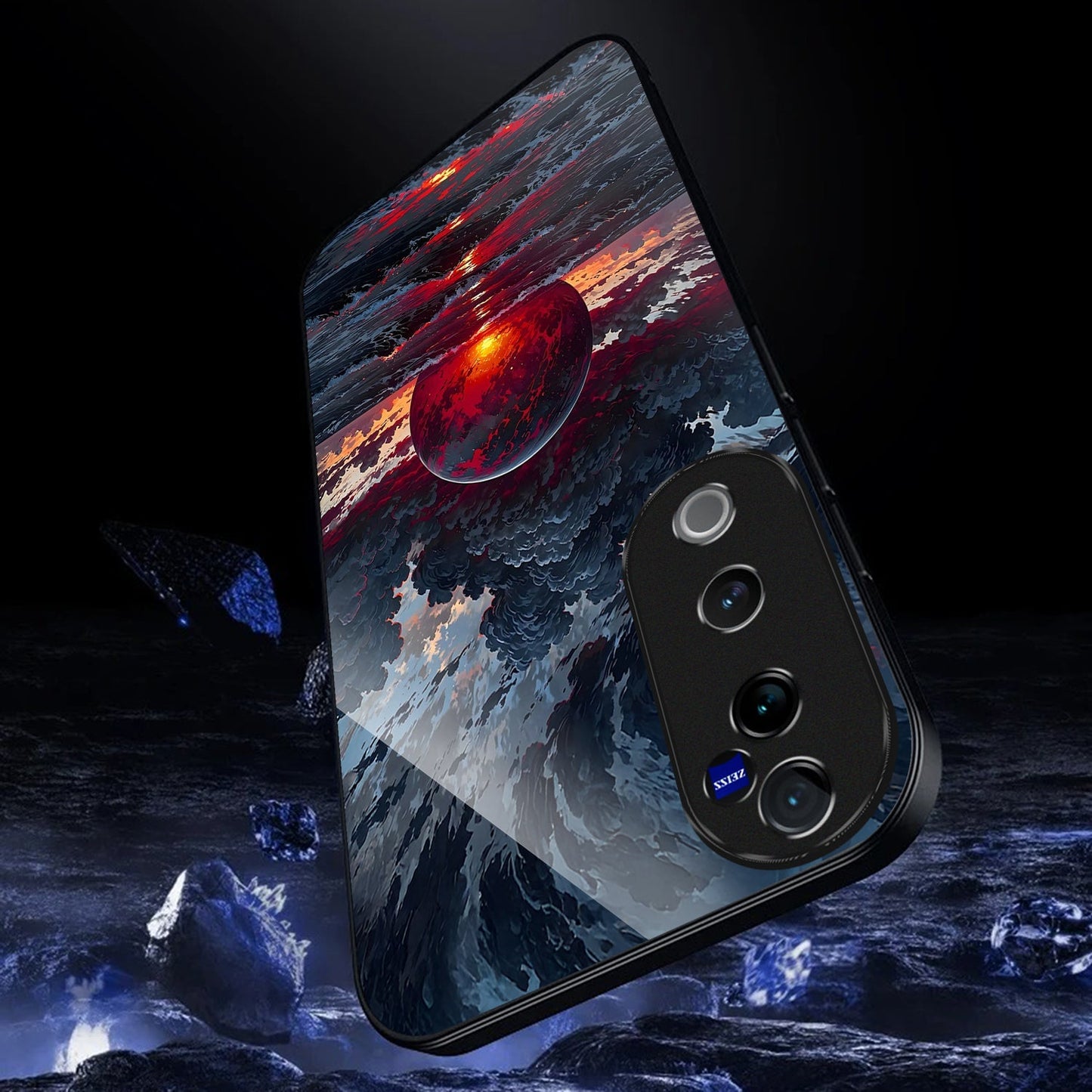 Vivo V40 Pro 5G Premium Acrylic Shockproof Glass Back Case (Crimson Ocean)
