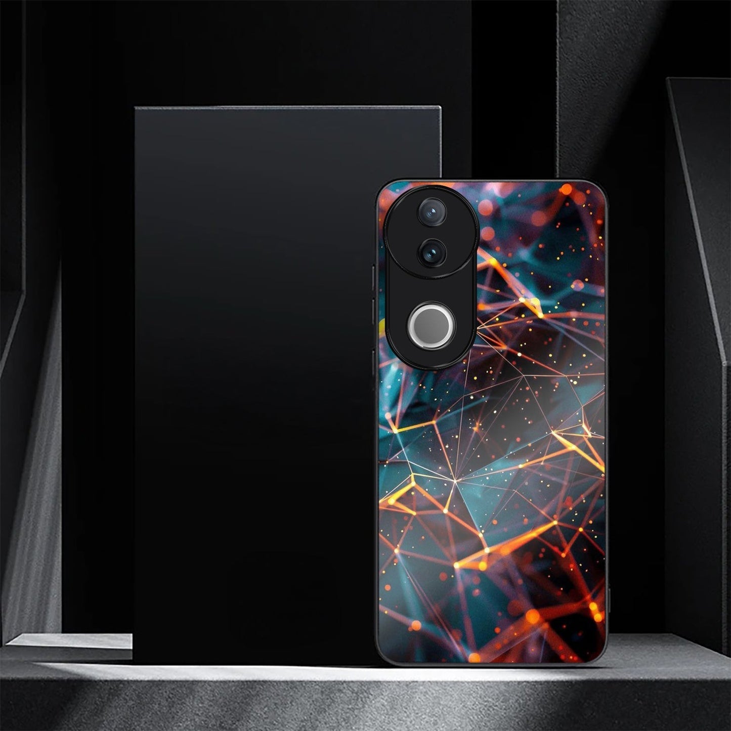 Vivo V50 5G Premium Acrylic Shockproof Glass Back Case (HoloGrid)