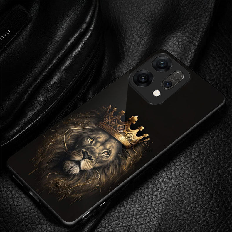 Oppo Reno 14 5G Premium Acrylic Shockproof Glass Back Case (Crowned Lion)