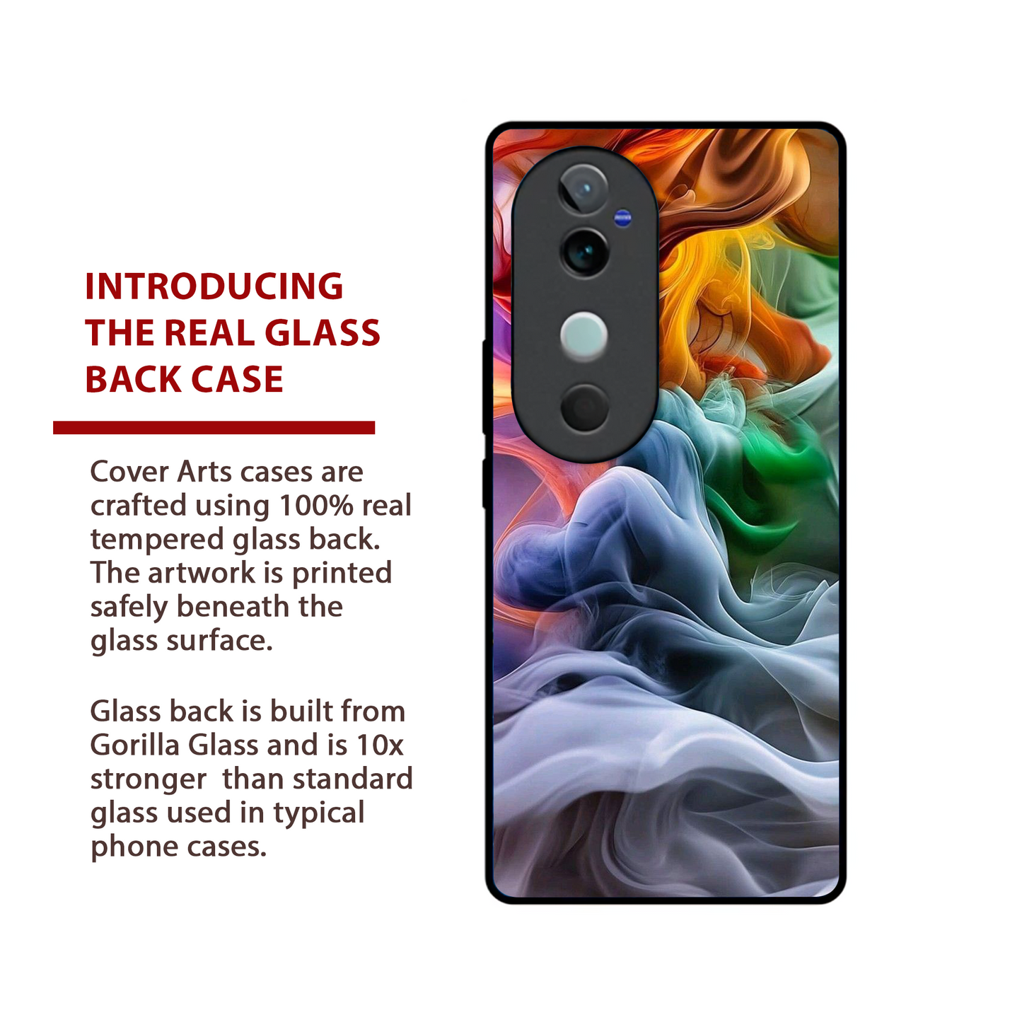 Vivo V40 Pro Luxury UV Printed Anti-Scratch Glass Back Phone Case (Multi Colour)