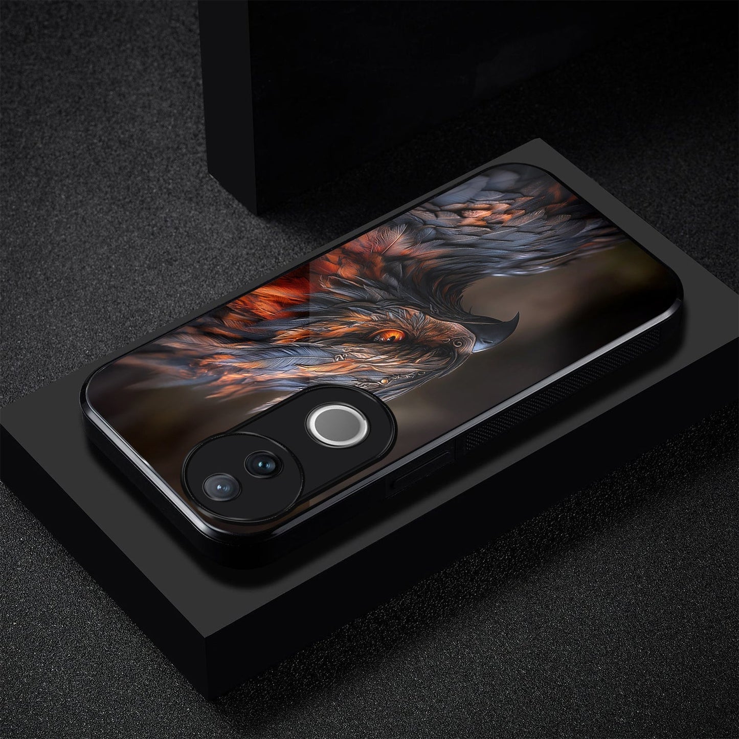 Vivo V50 5G Premium Acrylic Shockproof Glass Back Case (Flame Hawk)