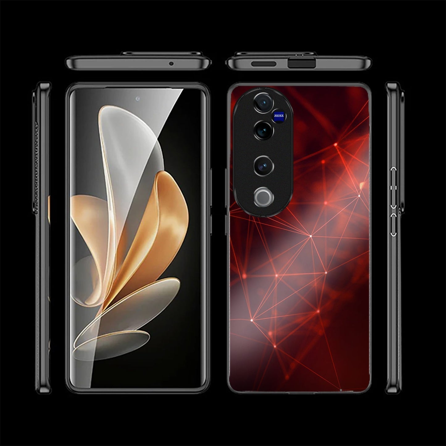 Vivo V40 Pro 5G Premium Acrylic Shockproof Glass Back Case (Scarlet Circuit)