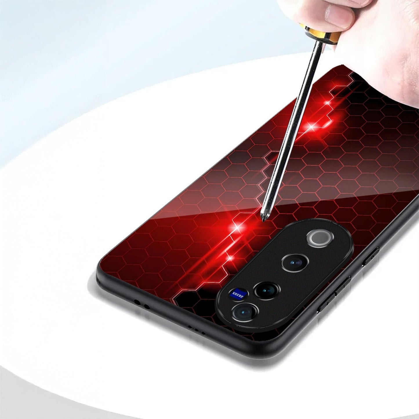 Vivo V40 Pro 5G Premium Acrylic Shockproof Glass Back Case (HexaBeam)
