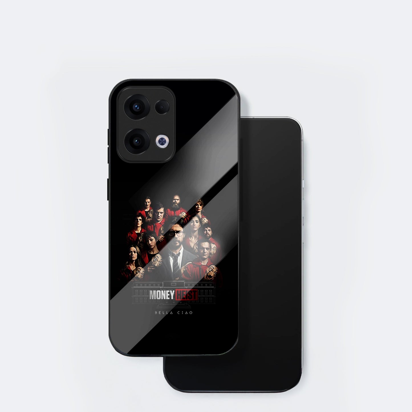 Oppo Reno 13 5G Premium Acrylic Shockproof Glass Back Case (Money Heist)