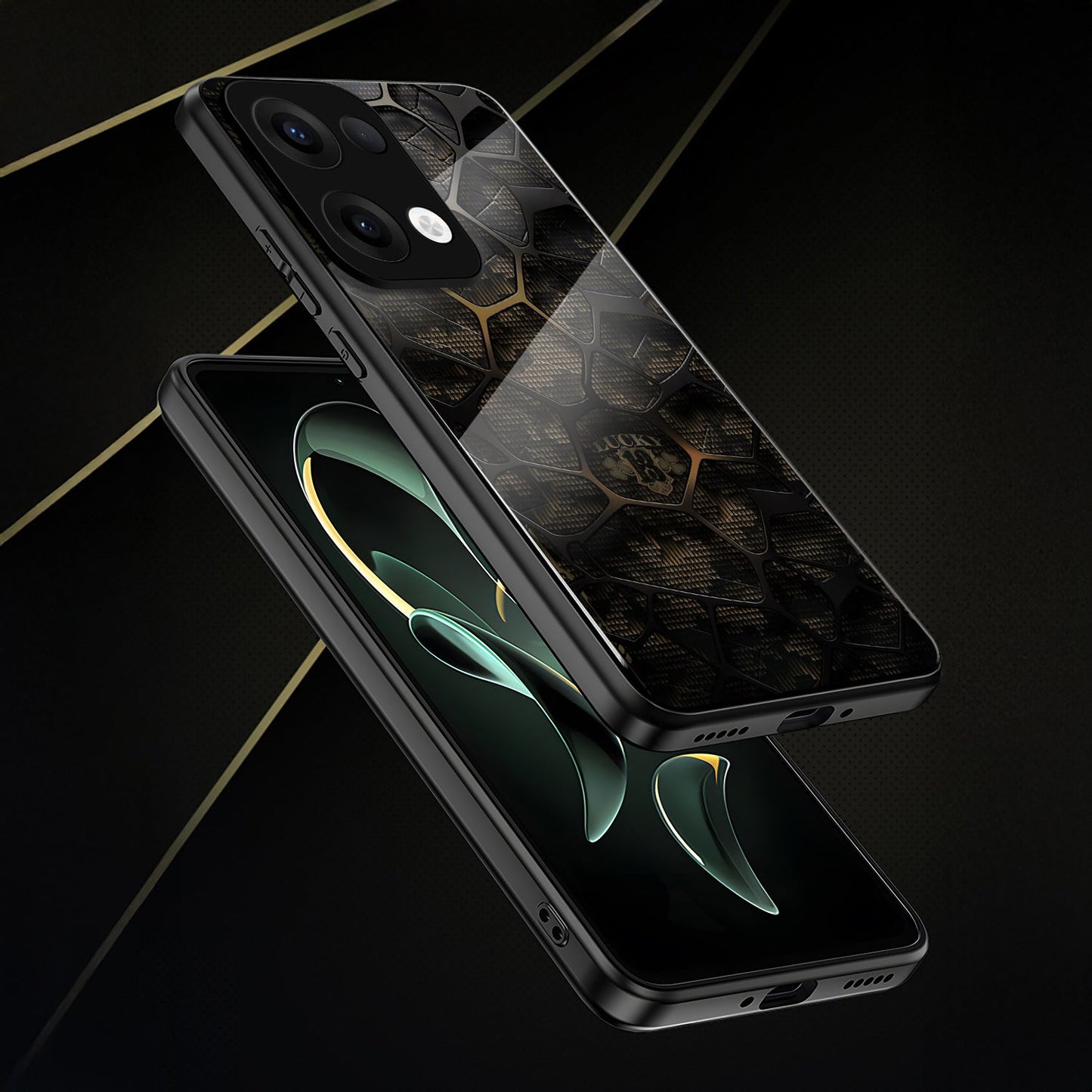 Oppo Reno 13 5G Premium Acrylic Shockproof Glass Back Case (Lucky 13)