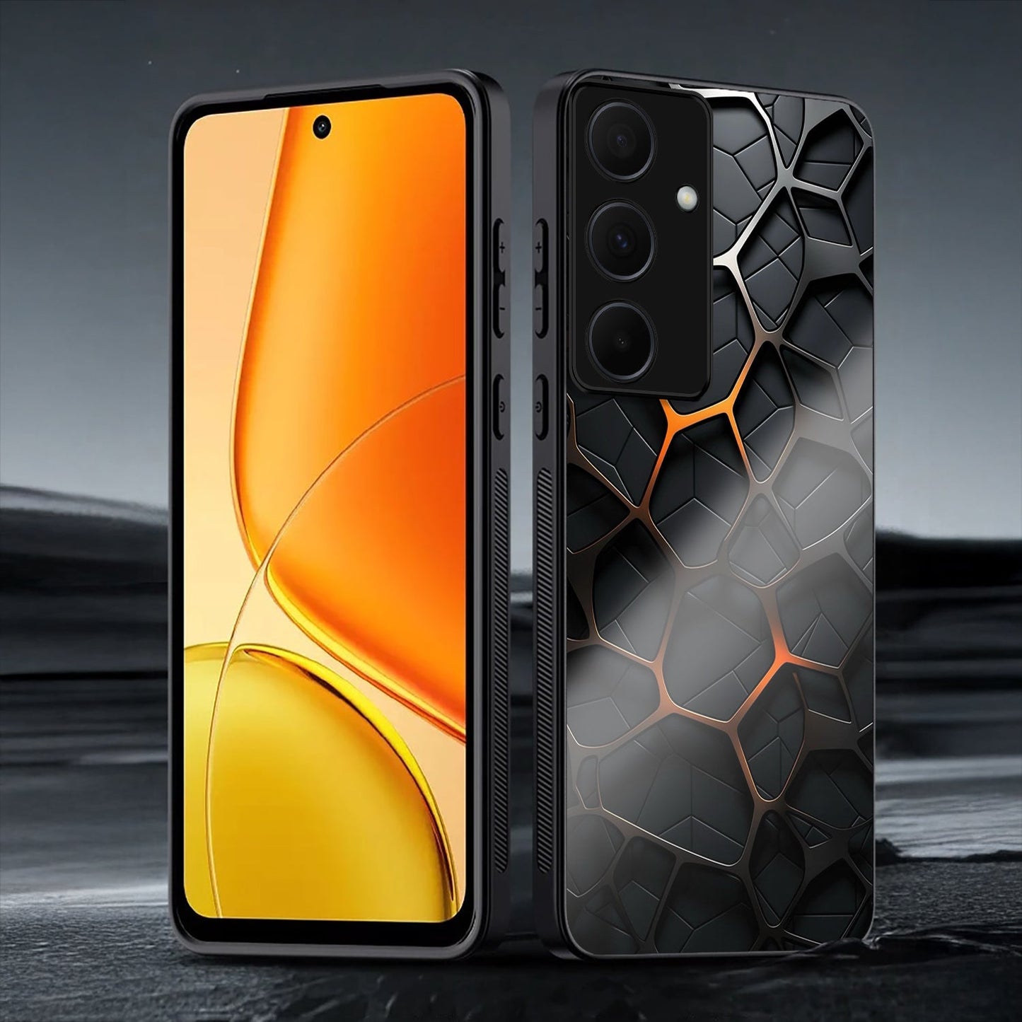 Samsung Galaxy A56 Premium Acrylic Shockproof Glass Back Case (Lava Mesh)