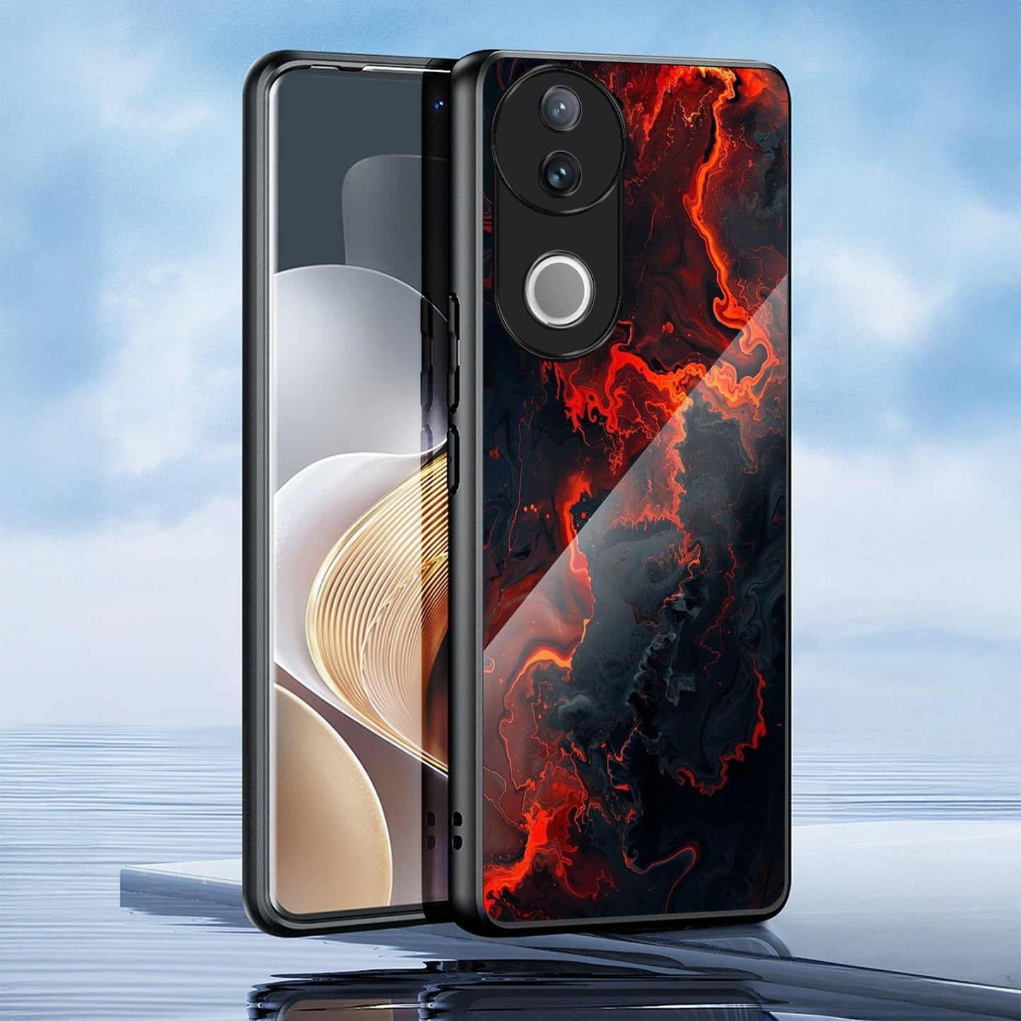 Vivo V50 5G Premium Acrylic Shockproof Glass Back Case (Firestorm)