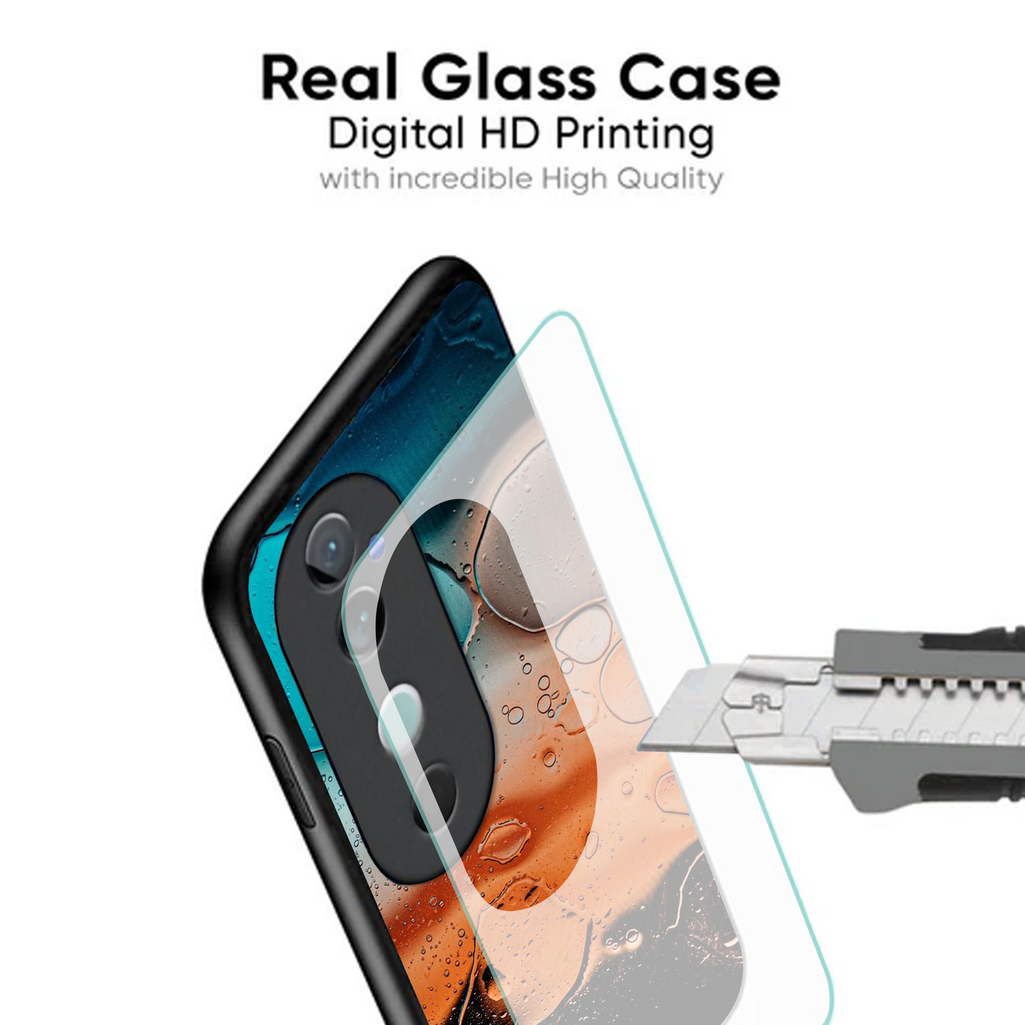 Vivo V40 Pro Luxury UV Printed Anti-Scratch Glass Back Phone Case (Water bubble)