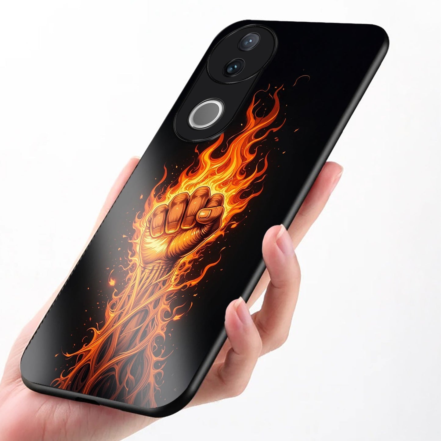 Vivo V50 5G Premium Acrylic Shockproof Glass Back Case (Flame Fist)