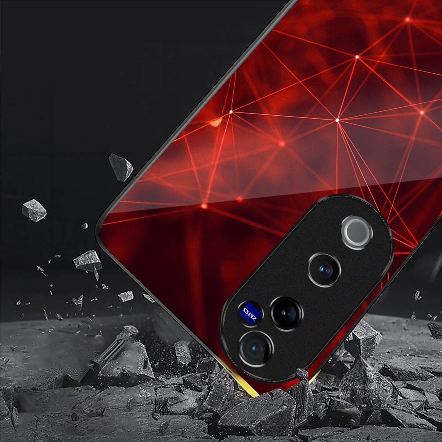 Vivo V40 Pro 5G Premium Acrylic Shockproof Glass Back Case (Scarlet Circuit)