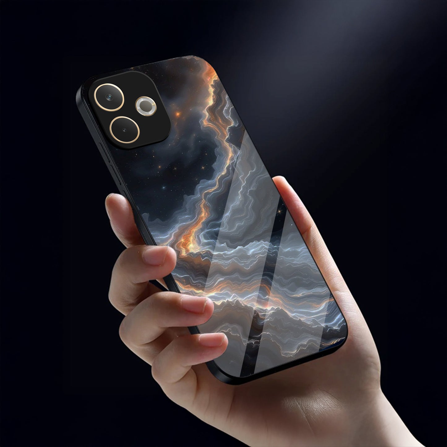 Oppo A5 Pro 5G Premium Acrylic Shockproof Glass Back Case (Solar Arc)