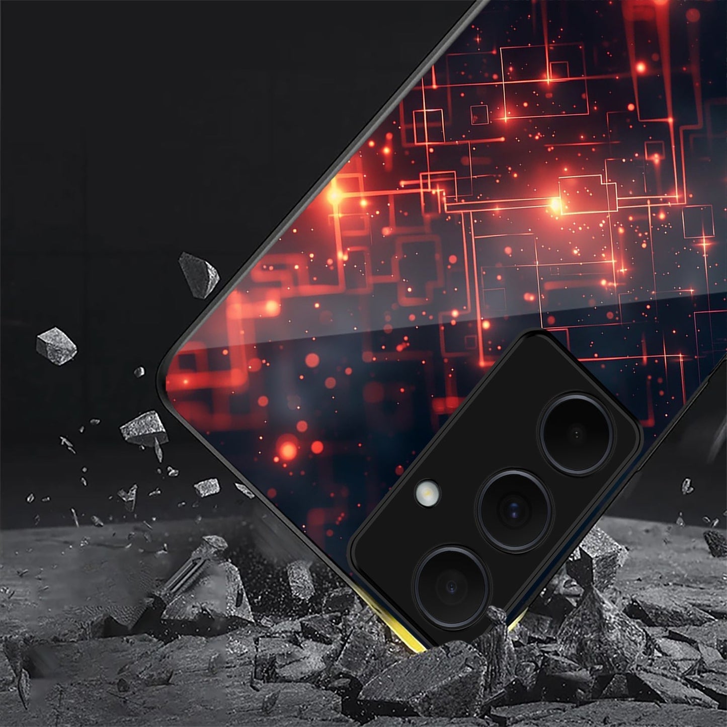 Samsung Galaxy A36 Premium Acrylic Shockproof Glass Back Case (Fire Circuit)