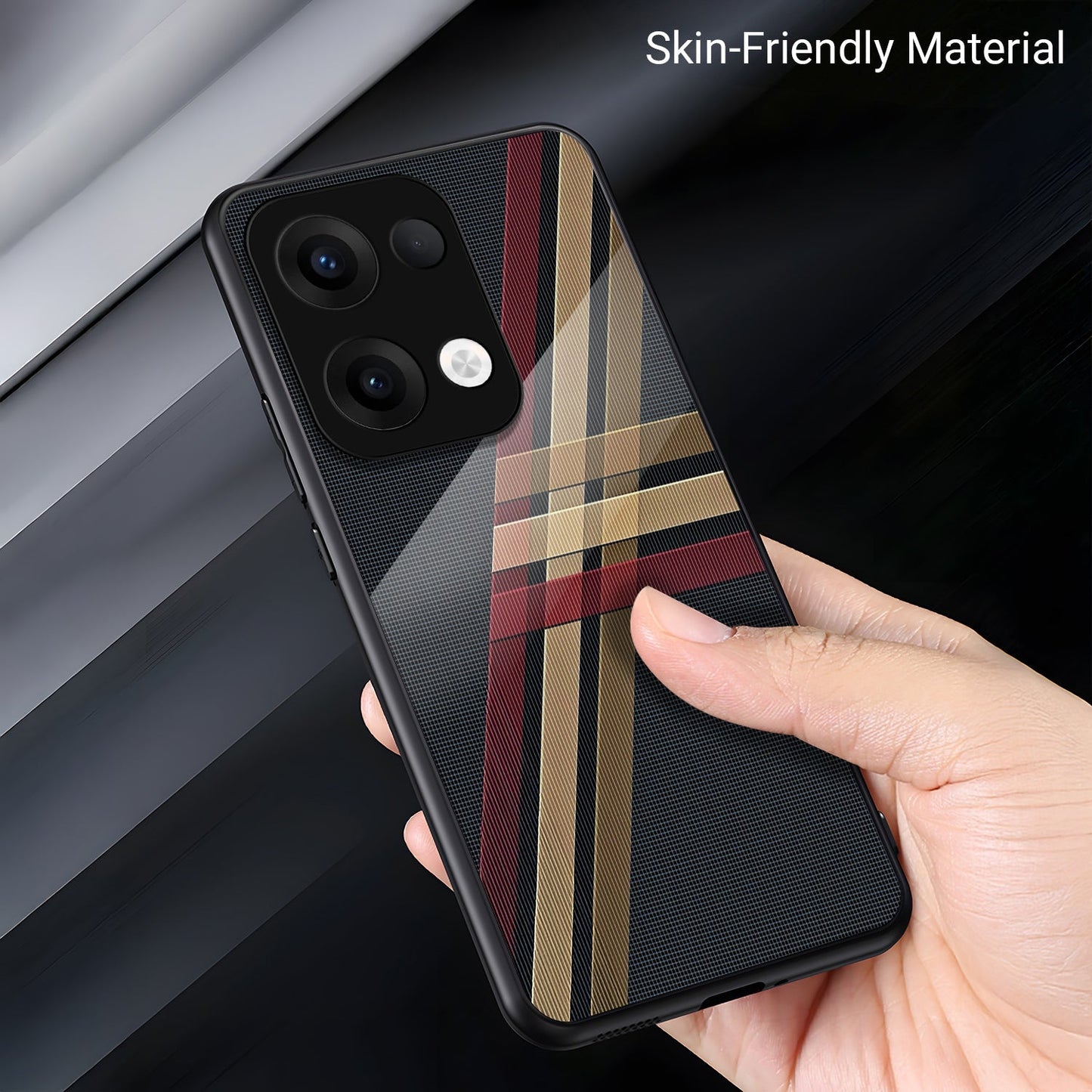 Oppo Reno 13 5G Premium Acrylic Shockproof Glass Back Case (Urban Elegance)
