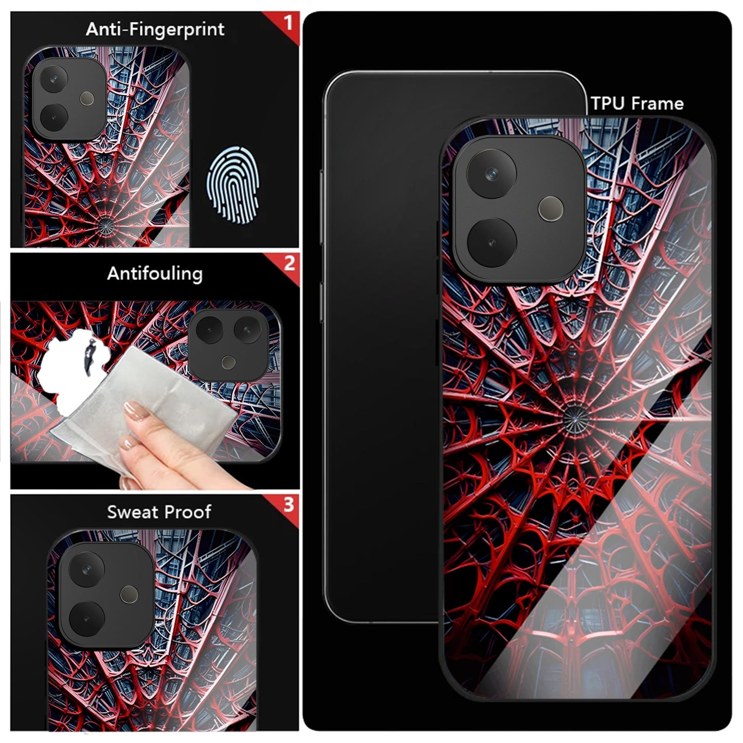 Oppo A5 Pro 5G Premium Acrylic Shockproof Glass Back Case (Spider Vault)