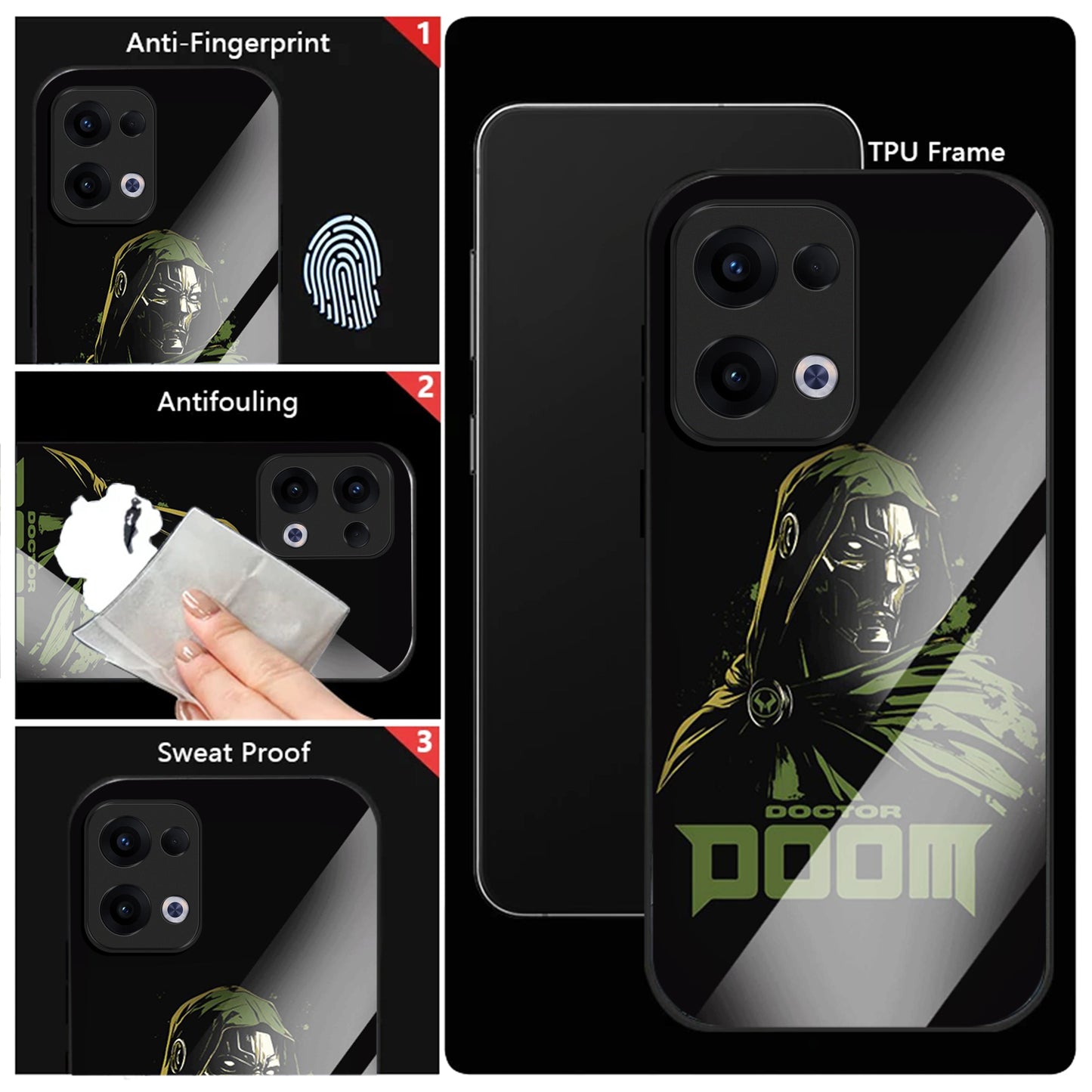 Oppo Reno 13 5G Premium Acrylic Shockproof Glass Back Case (Doctor Doom)